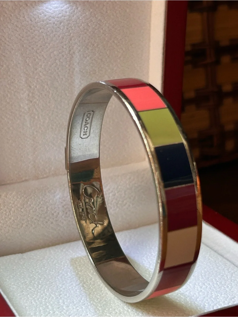 COACH 65th ANNIVERSARY Signature Striped Enamel Bangle Bracelet -EUC- - Picture 5 of 16